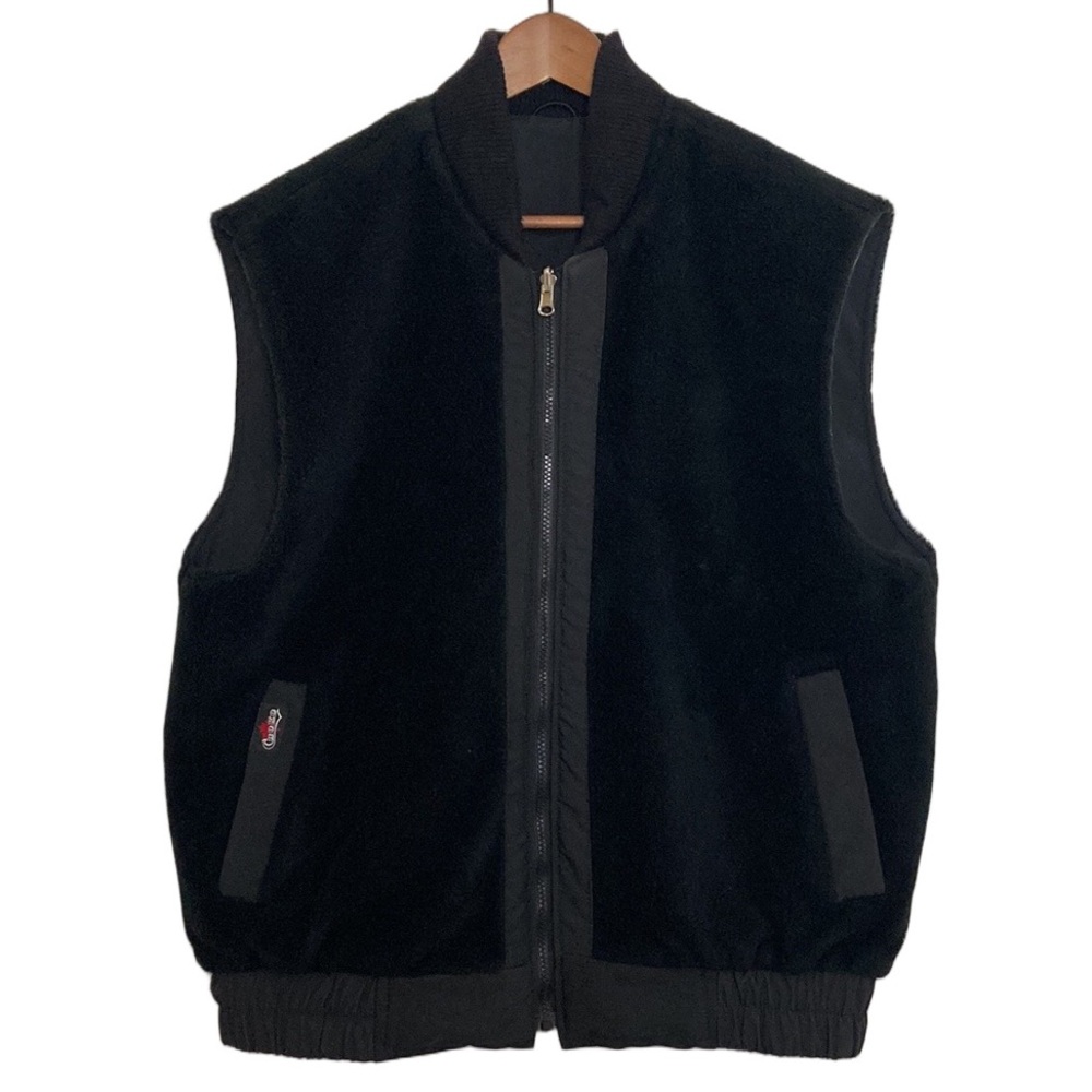 Vintage Fleece Vest Mens Large Black Reversible Choko Made in Canada Maple Leaf